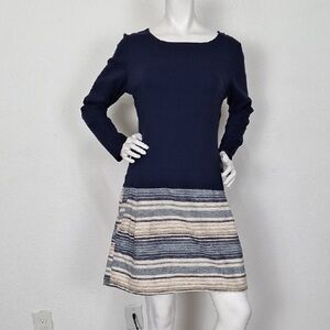 Ruti NEW Navy Blue Multi Done Striped Preppy Old Money Dress W/Pockets Size 2